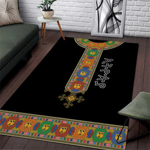Ethiopia Saba Kemis Habesha Style Area Rug Black Color