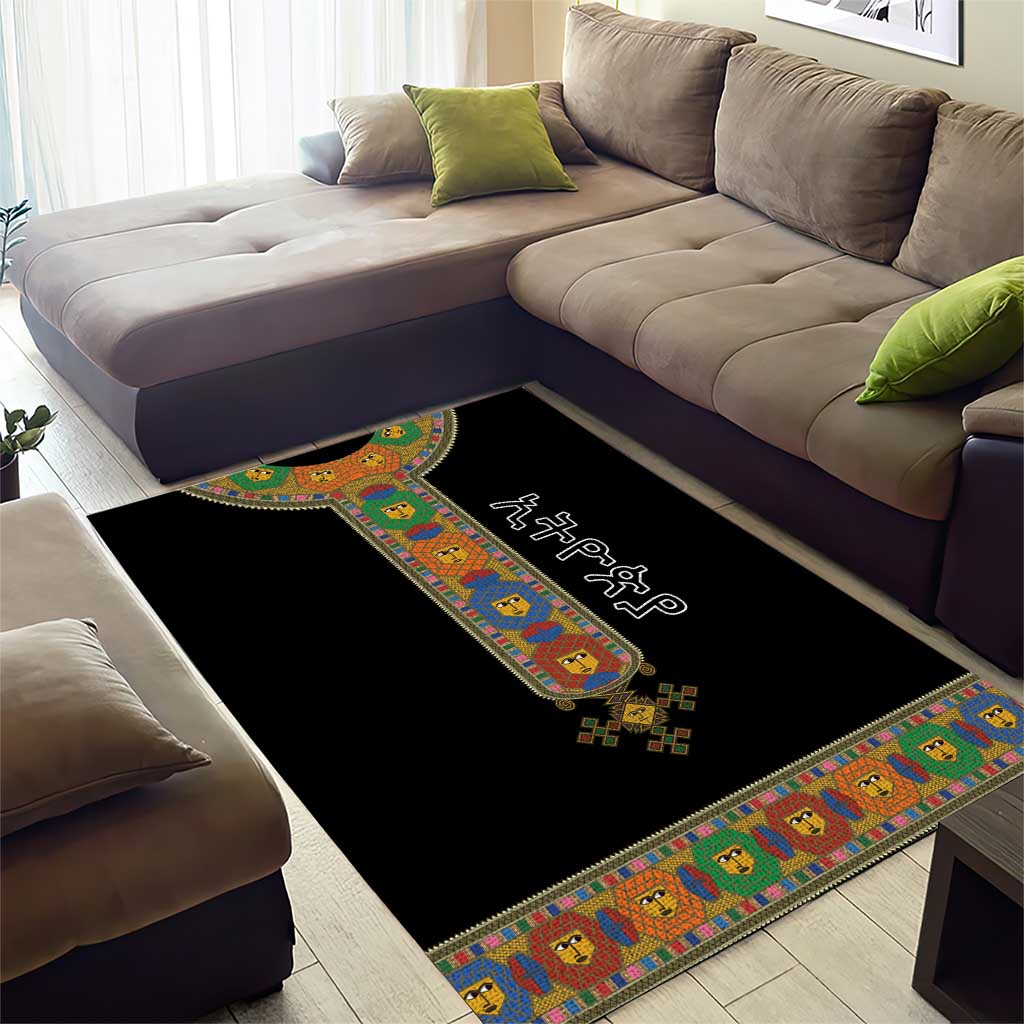Ethiopia Saba Kemis Habesha Style Area Rug Black Color