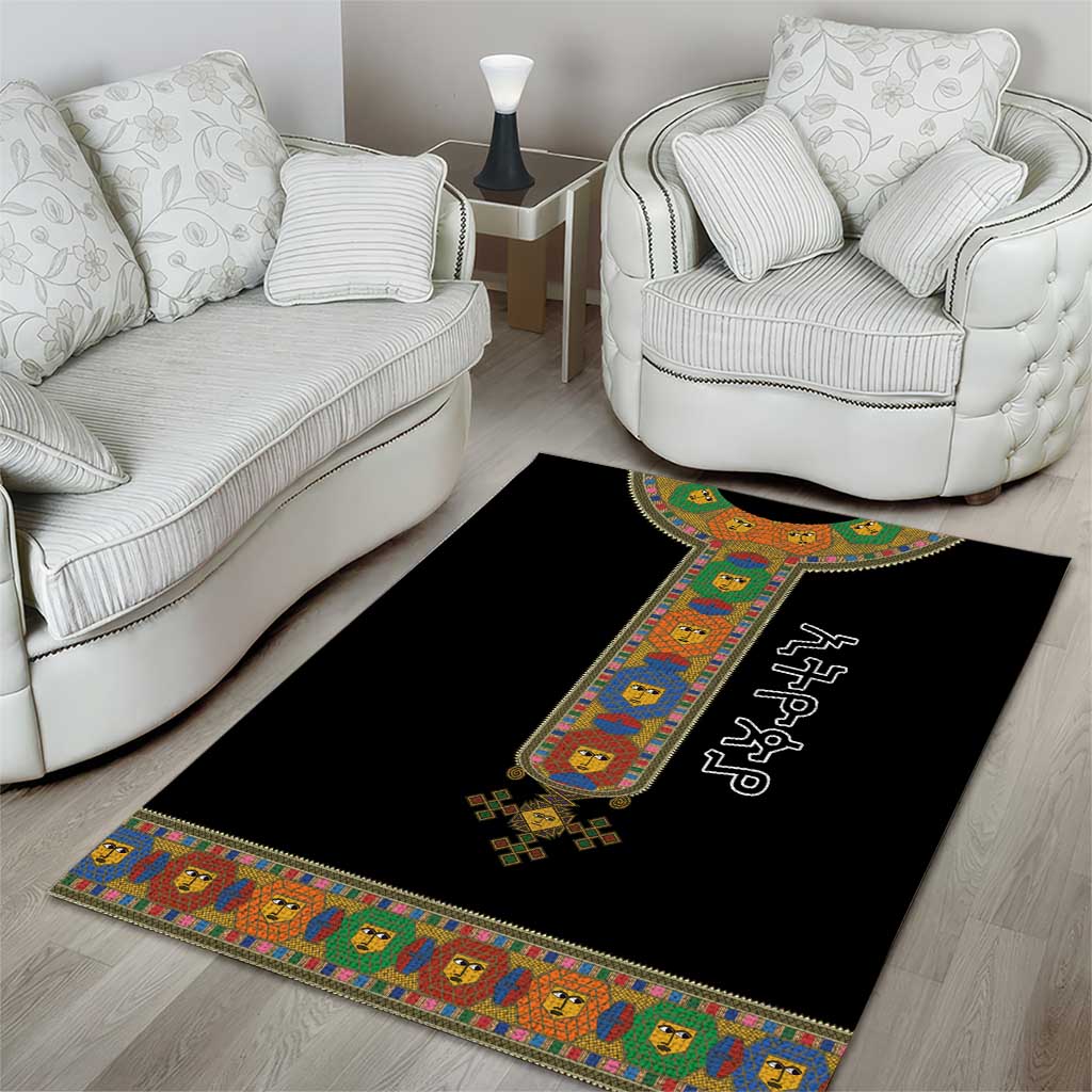 Ethiopia Saba Kemis Habesha Style Area Rug Black Color