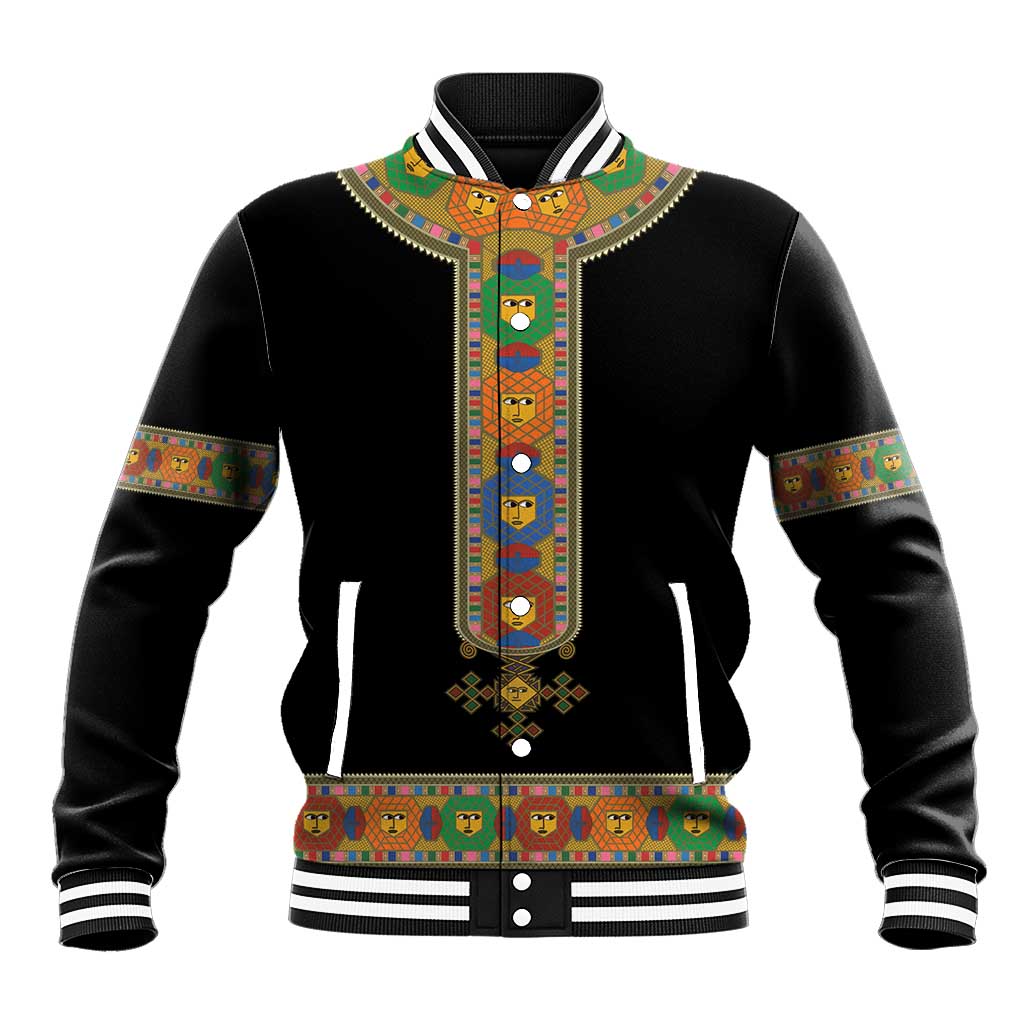 Ethiopia Saba Kemis Habesha Style Baseball Jacket Black Color