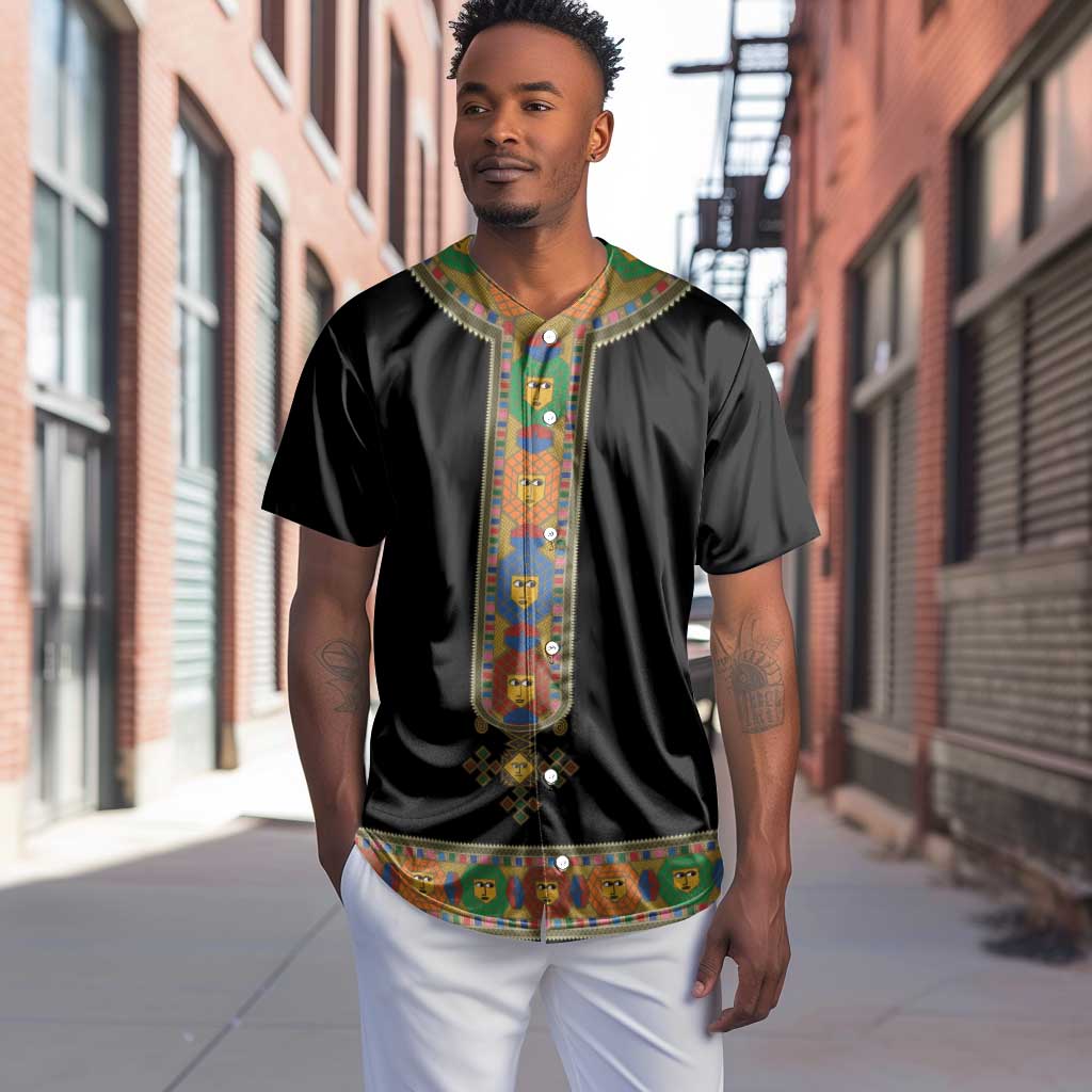 Ethiopia Saba Kemis Habesha Style Baseball Jersey Black Color