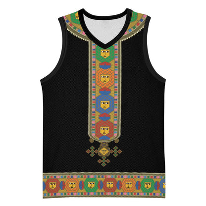 Ethiopia Saba Kemis Habesha Style Basketball Jersey Black Color - African Pride