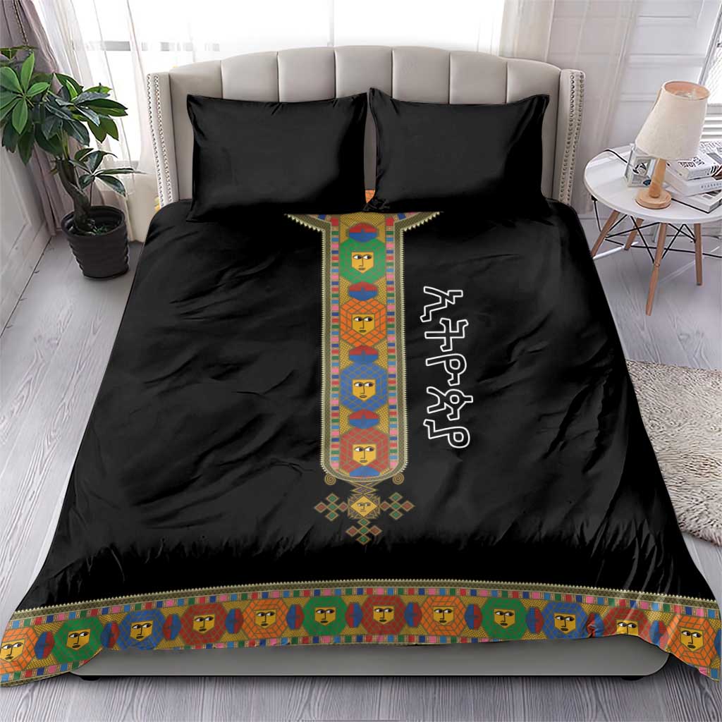 Ethiopia Saba Kemis Habesha Style Bedding Set Black Color