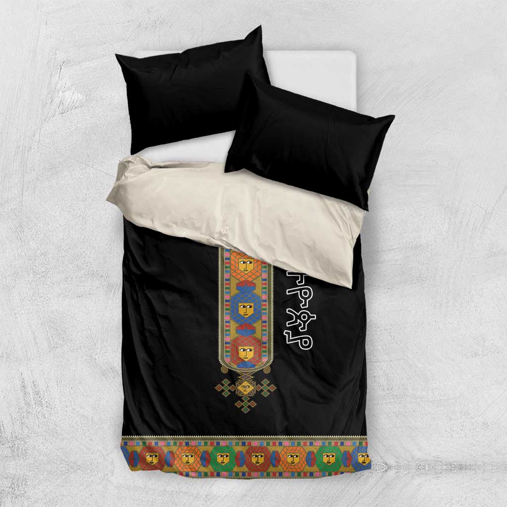 Ethiopia Saba Kemis Habesha Style Bedding Set Black Color