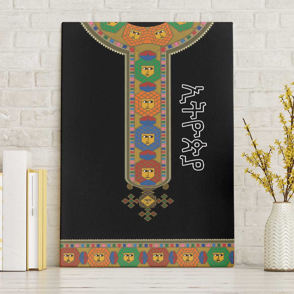 Ethiopia Saba Kemis Habesha Style Canvas Wall Art Black Color