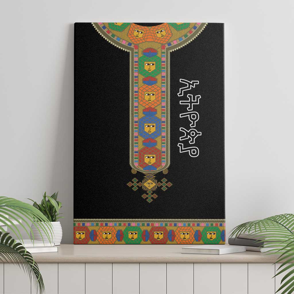 Ethiopia Saba Kemis Habesha Style Canvas Wall Art Black Color