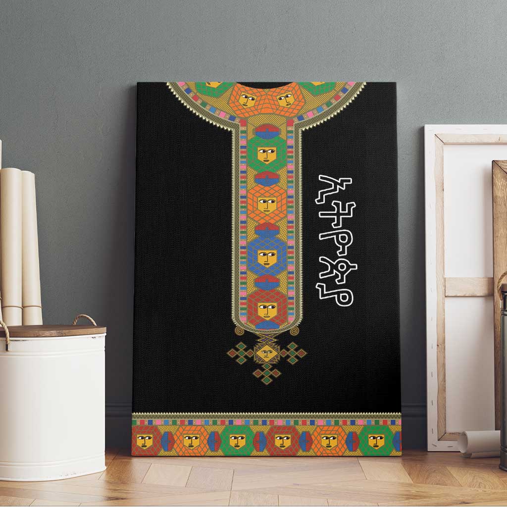 Ethiopia Saba Kemis Habesha Style Canvas Wall Art Black Color