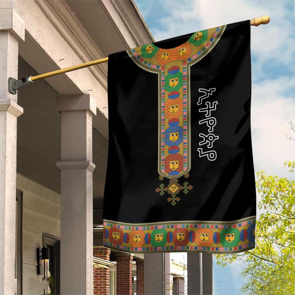 Ethiopia Saba Kemis Habesha Style Garden Flag Black Color