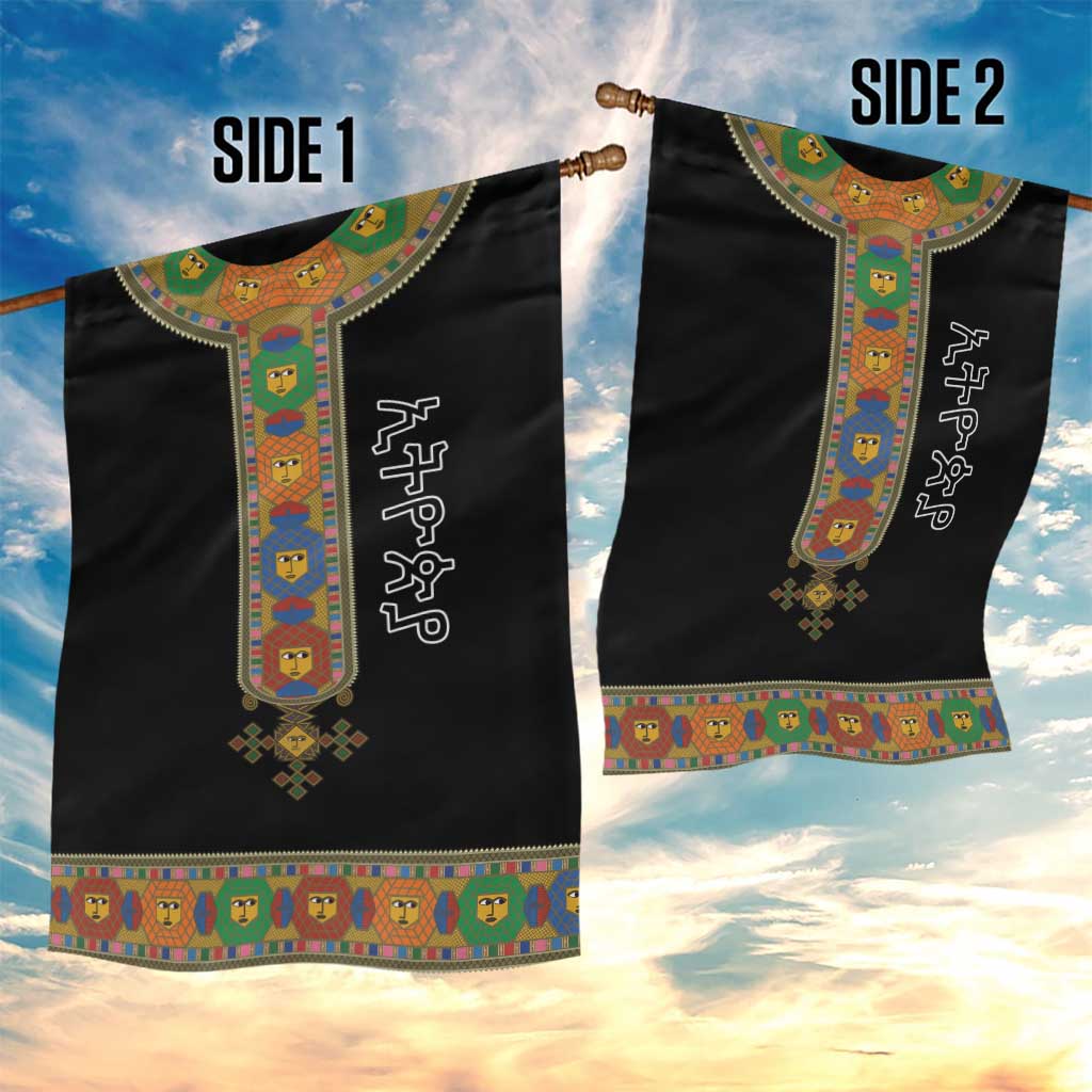 Ethiopia Saba Kemis Habesha Style Garden Flag Black Color