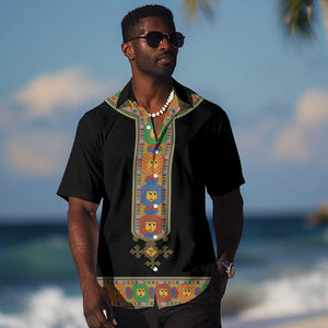 Ethiopia Saba Kemis Habesha Style Hawaiian Shirt Black Color