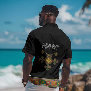 Ethiopia Saba Kemis Habesha Style Hawaiian Shirt Black Color
