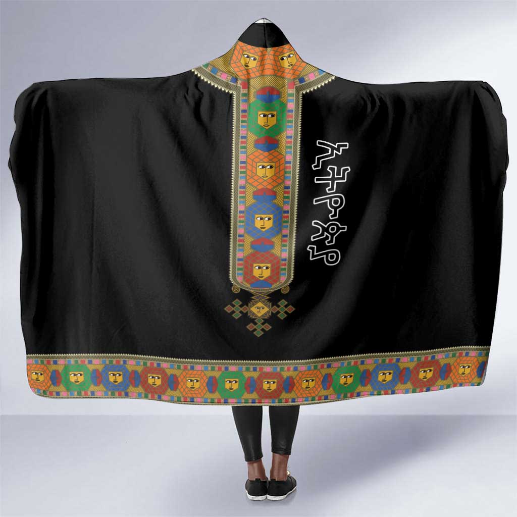Ethiopia Saba Kemis Habesha Style Hooded Blanket Black Color