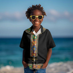 Ethiopia Saba Kemis Habesha Style Kid Hawaiian Shirt Black Color