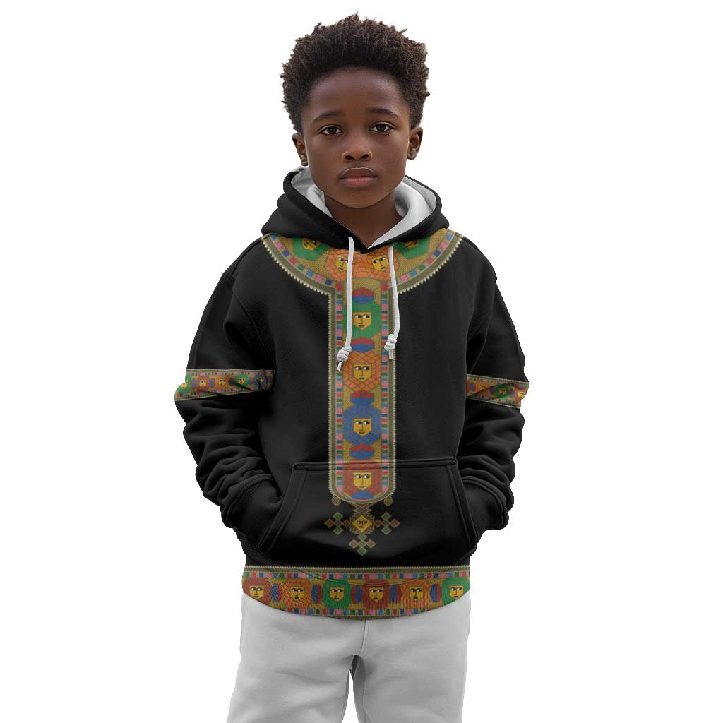 Ethiopia Saba Kemis Habesha Style Kid Hoodie Black Color