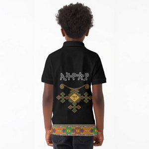 Ethiopia Saba Kemis Habesha Style Kid Polo Shirt Black Color
