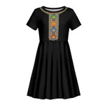 Ethiopia Saba Kemis Habesha Style Kid Short Sleeve Dress Black Color
