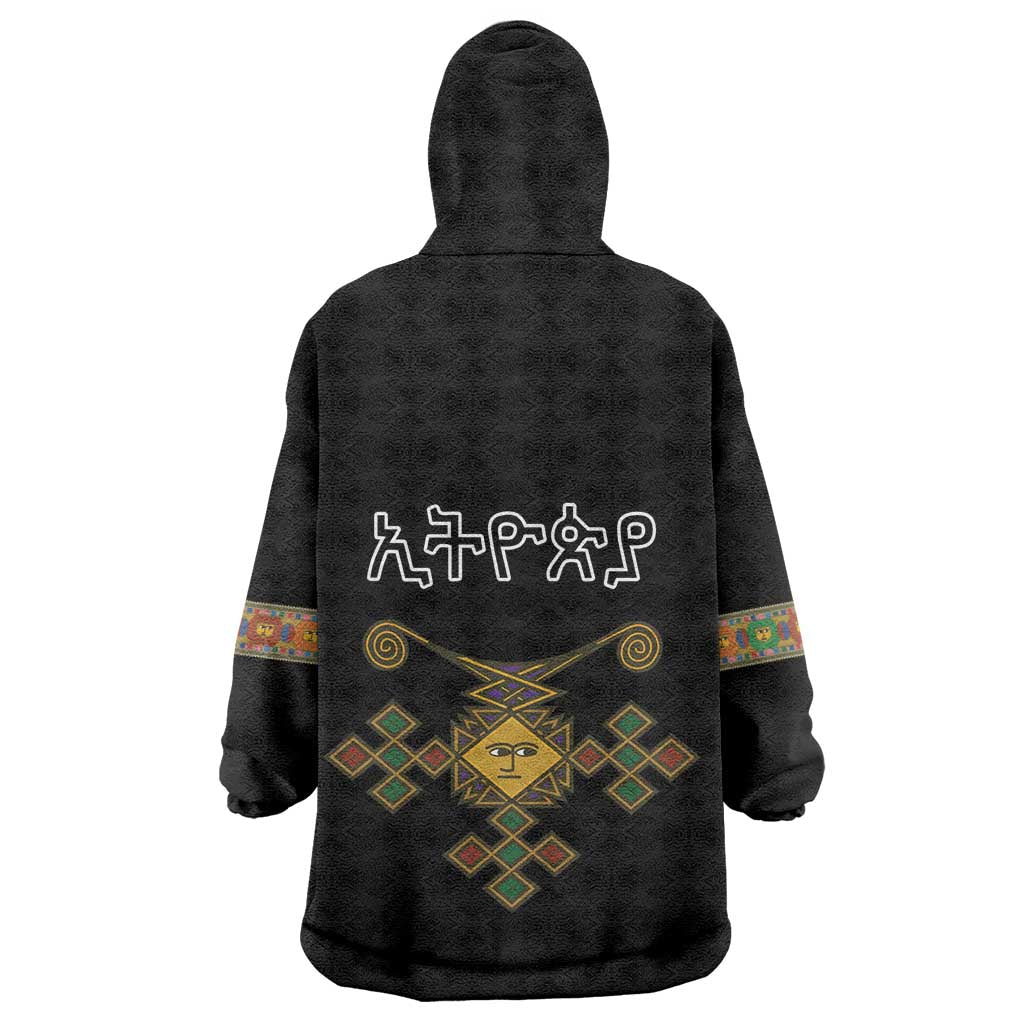 Ethiopia Saba Kemis Habesha Style Kid Wearable Blanket Hoodie Black Color