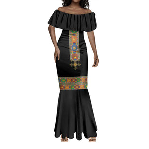 Ethiopia Saba Kemis Habesha Style Mermaid Dress Black Color