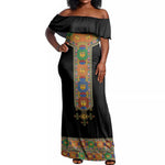 Ethiopia Saba Kemis Habesha Style Off Shoulder Maxi Dress Black Color