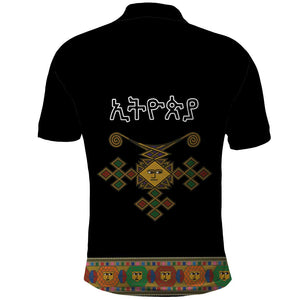 Ethiopia Saba Kemis Habesha Style Polo Shirt Black Color