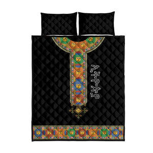 Ethiopia Saba Kemis Habesha Style Quilt Bed Set Black Color