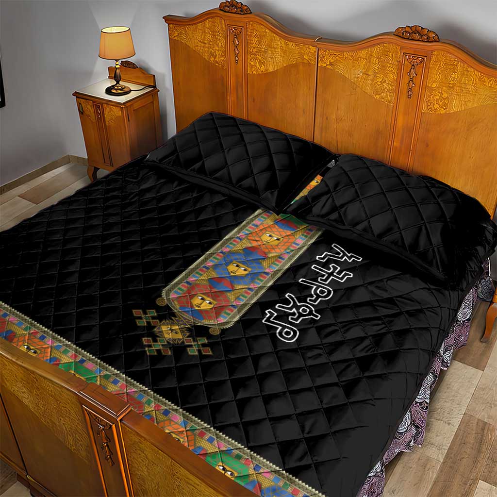 Ethiopia Saba Kemis Habesha Style Quilt Bed Set Black Color