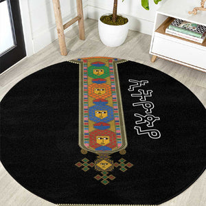 Ethiopia Saba Kemis Habesha Style Round Carpet Black Color