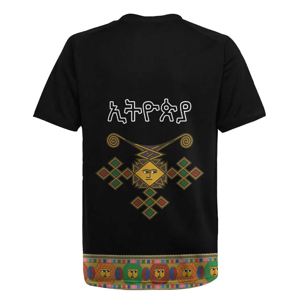 Ethiopia Saba Kemis Habesha Style Rugby Jersey Black Color