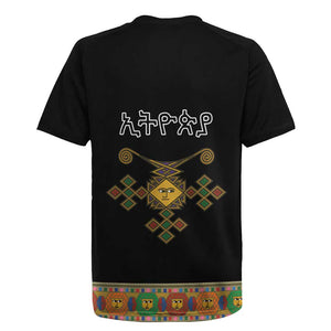 Ethiopia Saba Kemis Habesha Style Rugby Jersey Black Color