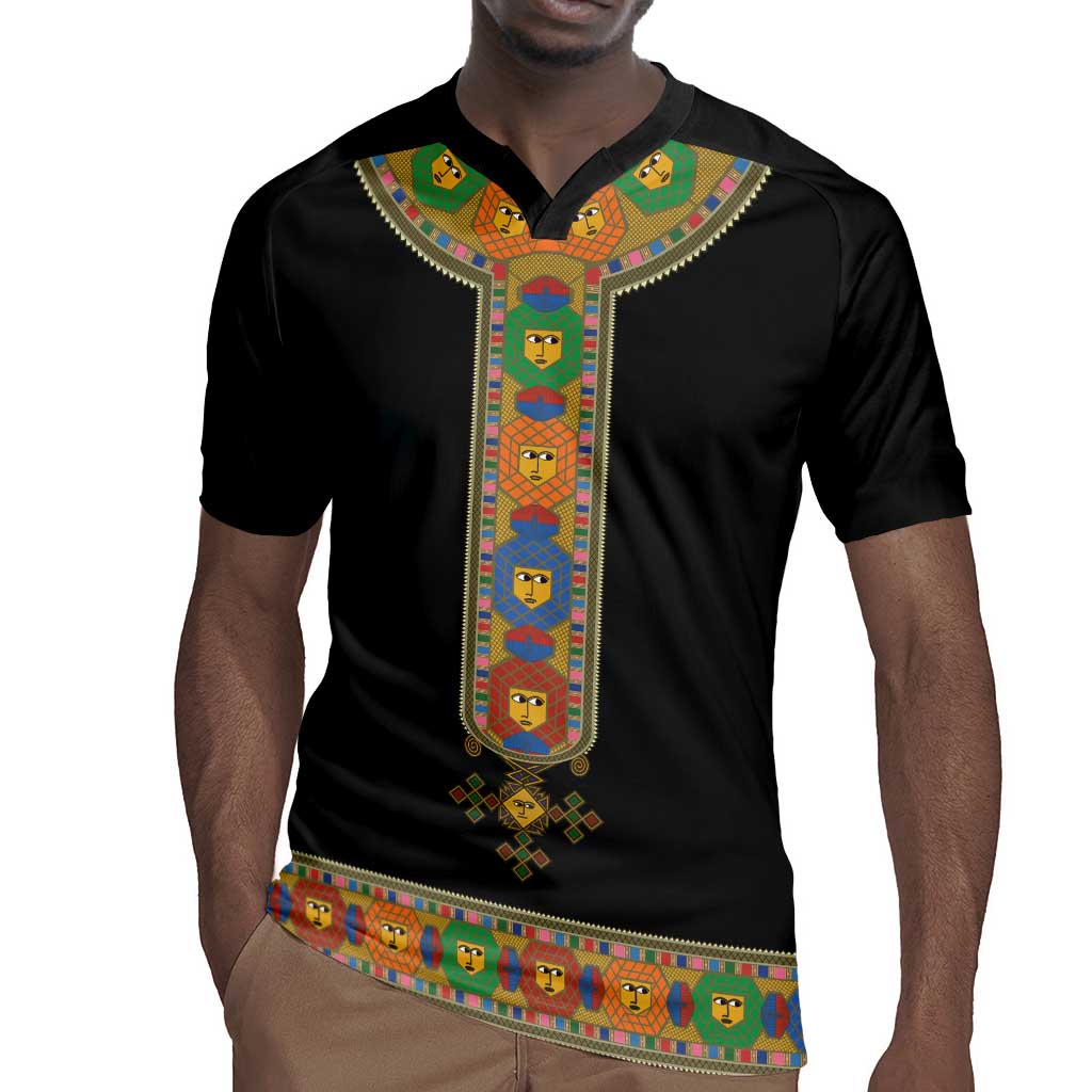 Ethiopia Saba Kemis Habesha Style Rugby Jersey Black Color