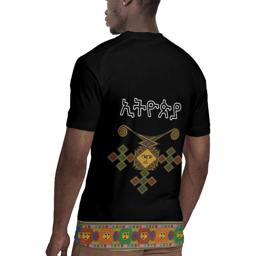 Ethiopia Saba Kemis Habesha Style Rugby Jersey Black Color