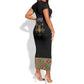 Ethiopia Saba Kemis Habesha Style Short Sleeve Bodycon Dress Black Color LT15