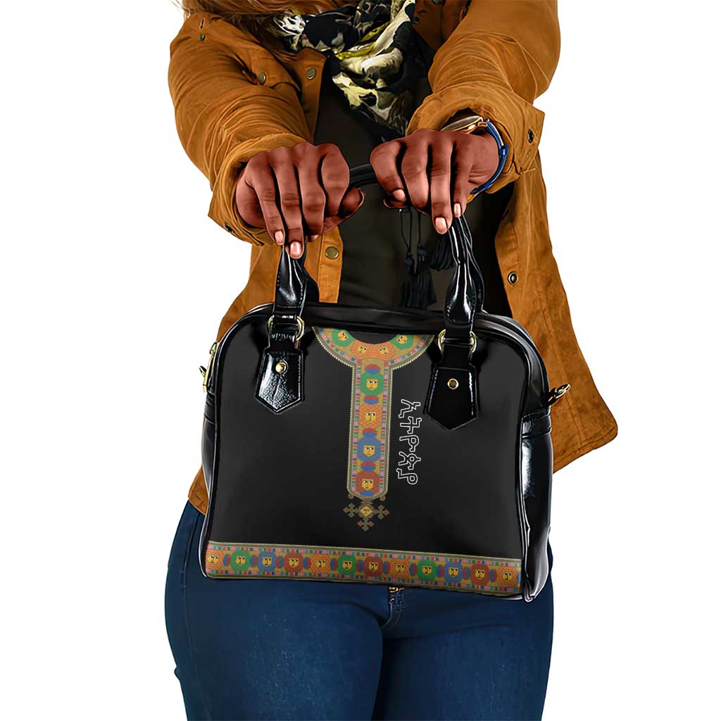 Ethiopia Saba Kemis Habesha Style Shoulder Handbag Black Color