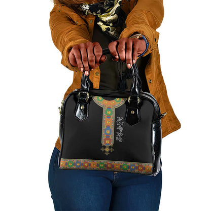 Ethiopia Saba Kemis Habesha Style Shoulder Handbag Black Color