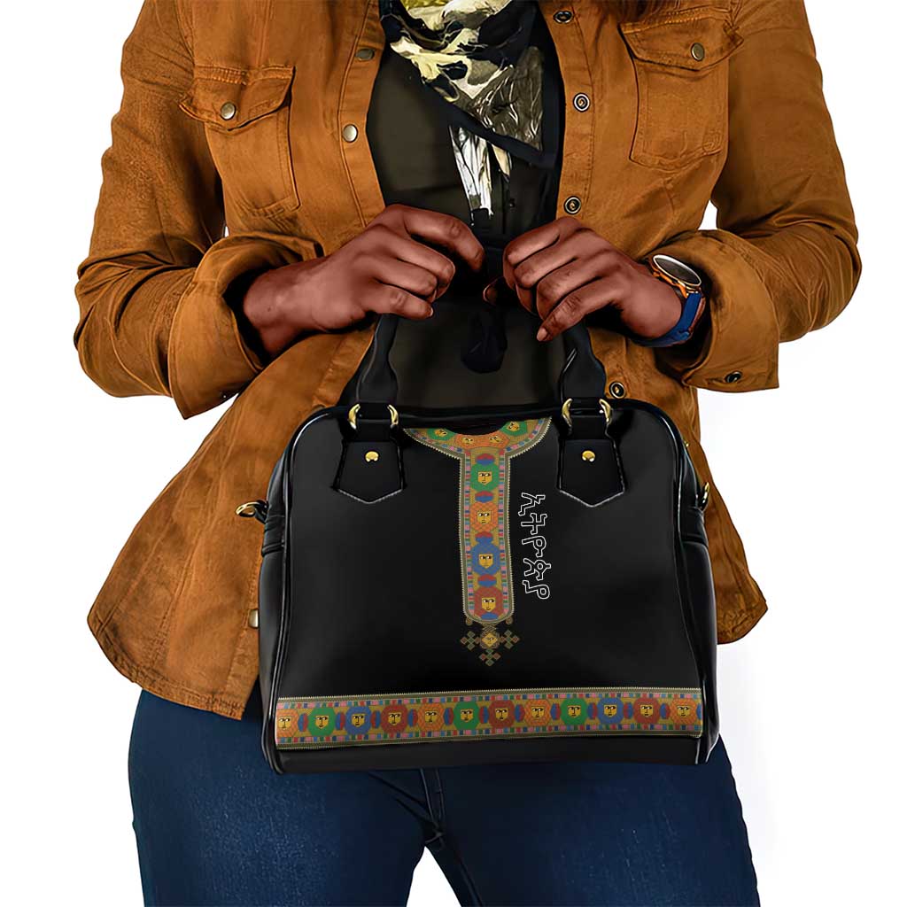 Ethiopia Saba Kemis Habesha Style Shoulder Handbag Black Color