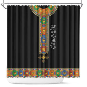 Ethiopia Saba Kemis Habesha Style Shower Curtain Black Color