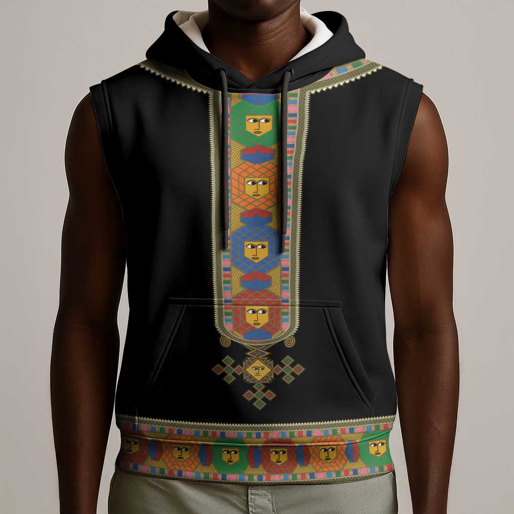 Ethiopia Saba Kemis Habesha Style Sleeveless Hoodie Black Color - African Pride