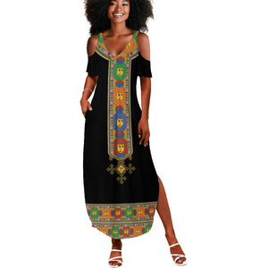 Ethiopia Saba Kemis Habesha Style Summer Maxi Dress Black Color