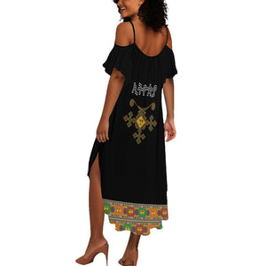 Ethiopia Saba Kemis Habesha Style Summer Maxi Dress Black Color