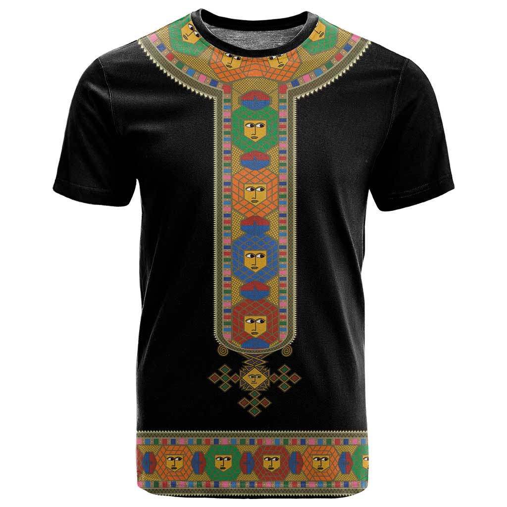 Ethiopia Saba Kemis Habesha Style T shirt Black Color