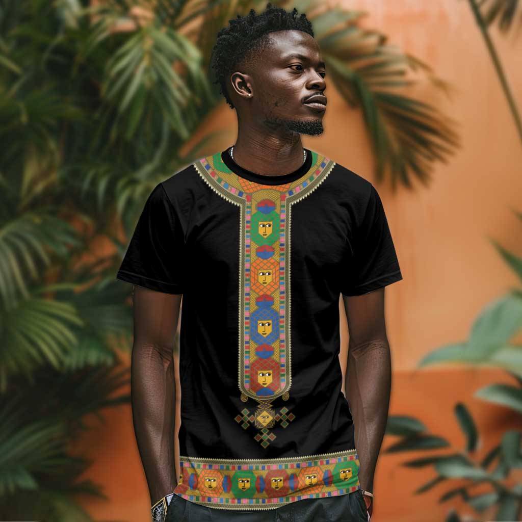 Ethiopia Saba Kemis Habesha Style T shirt Black Color