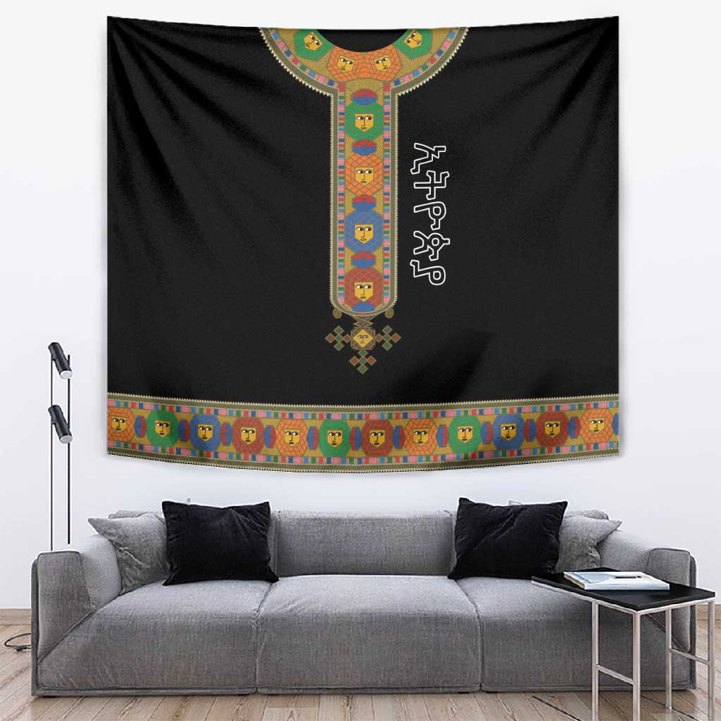 Ethiopia Saba Kemis Habesha Style Tapestry Black Color