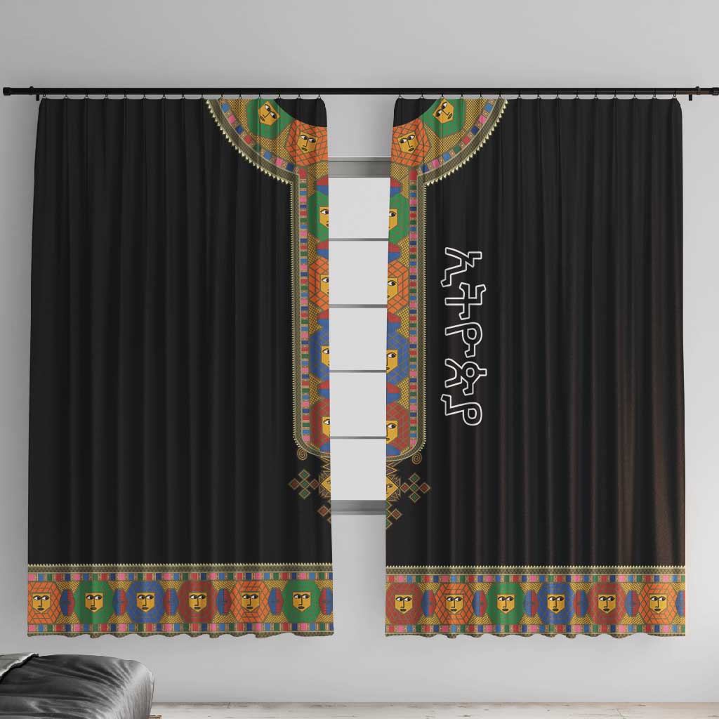 Ethiopia Saba Kemis Habesha Style Window Curtain Black Color