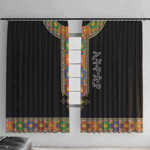 Ethiopia Saba Kemis Habesha Style Window Curtain Black Color