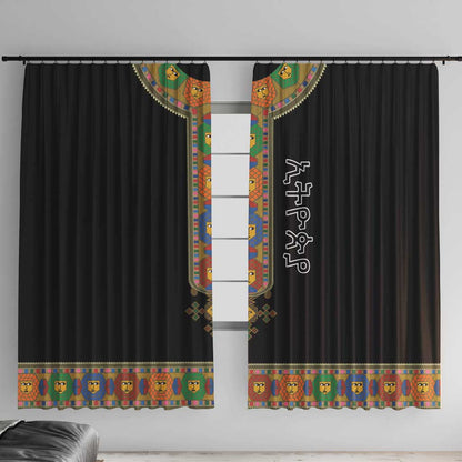 Ethiopia Saba Kemis Habesha Style Window Curtain Black Color