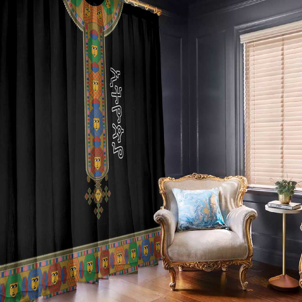 Ethiopia Saba Kemis Habesha Style Window Curtain Black Color