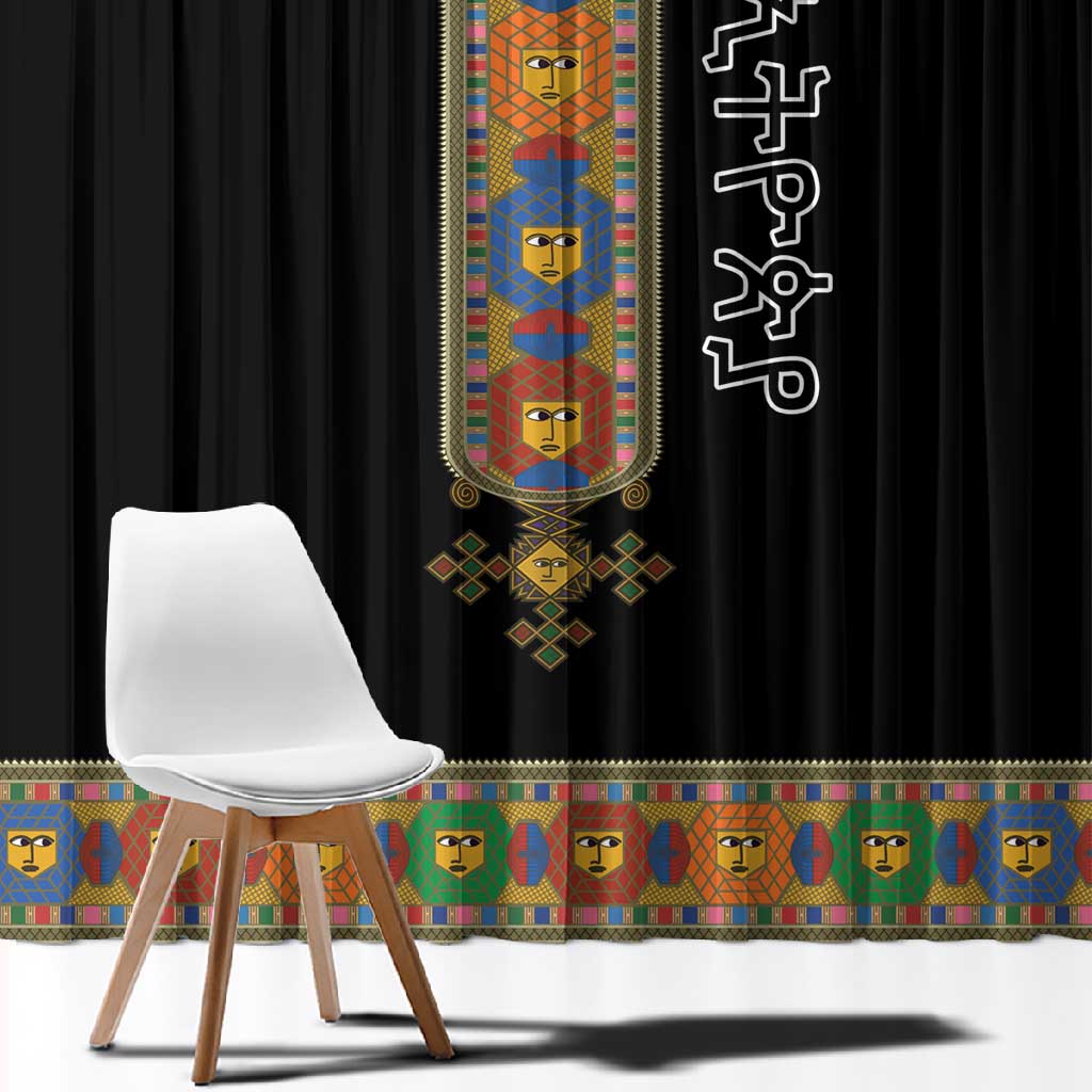 Ethiopia Saba Kemis Habesha Style Window Curtain Black Color