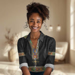 Ethiopia Saba Kemis Habesha Style Women Casual Shirt Black Color