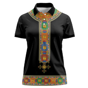 Ethiopia Saba Kemis Habesha Style Women Polo Shirt Black Color