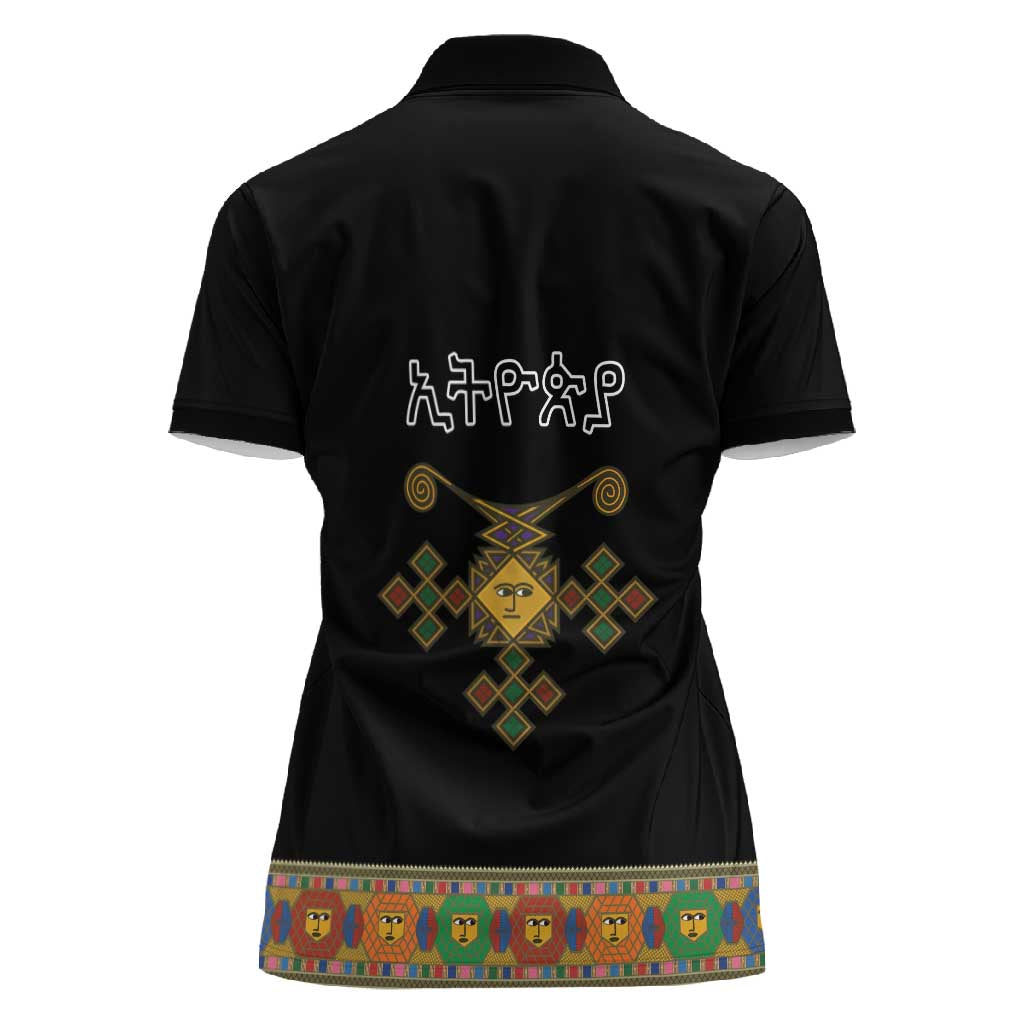 Ethiopia Saba Kemis Habesha Style Women Polo Shirt Black Color